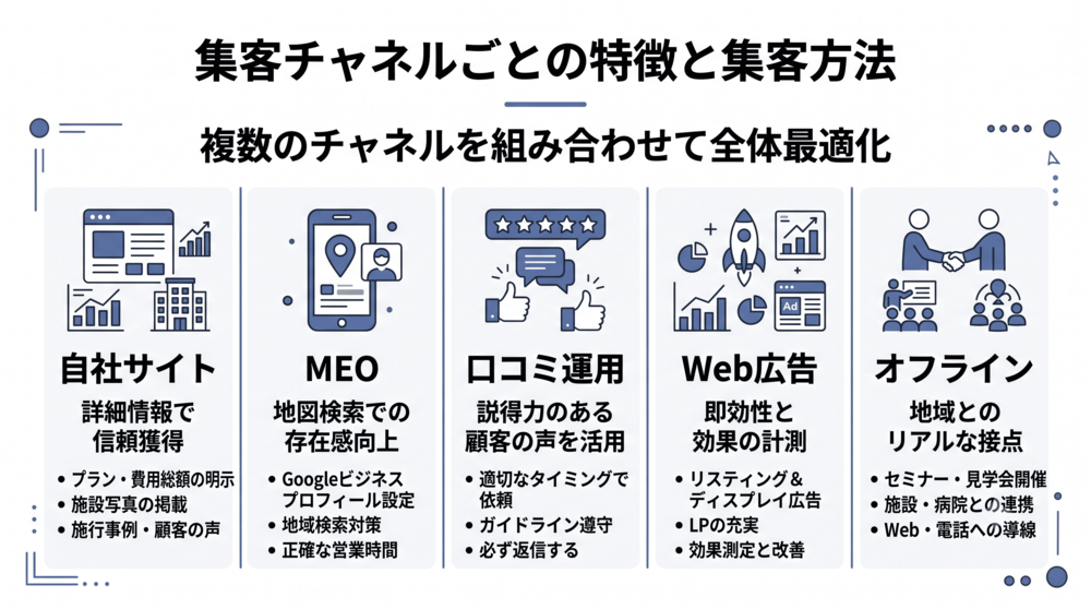 集客チャネルごとの特徴と集客方法